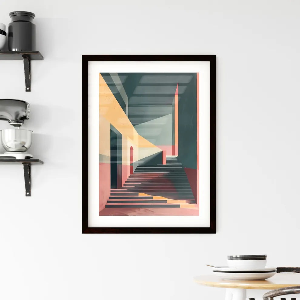 Abstract painting of a unique staircase arch Framed Print