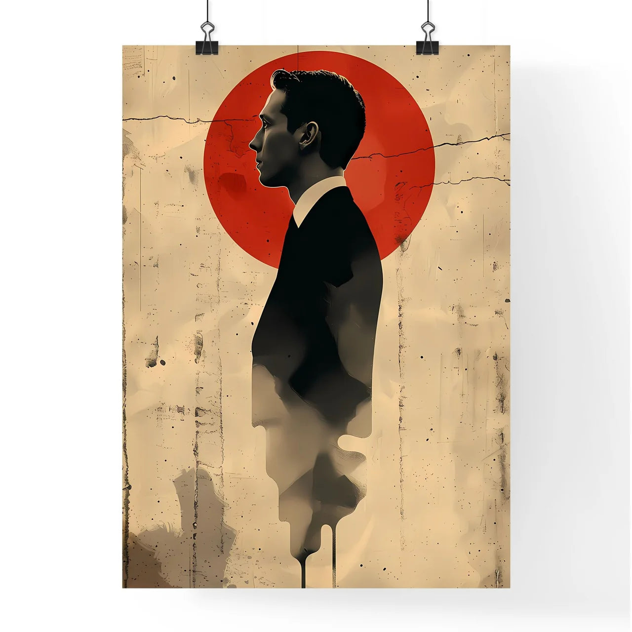 Vibrant Art Painting Poster Background Featuring a Distinguished Gentleman in a Bespoke Sui Poster