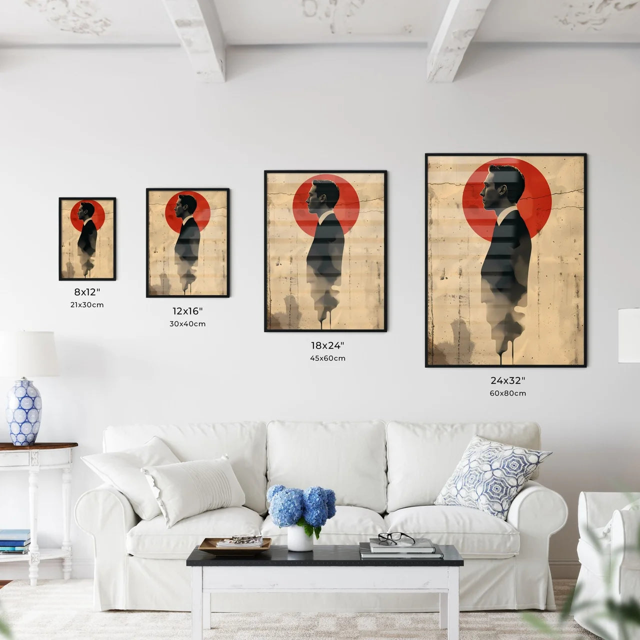 Vibrant Art Painting Poster Background Featuring a Distinguished Gentleman in a Bespoke Sui Size Chart