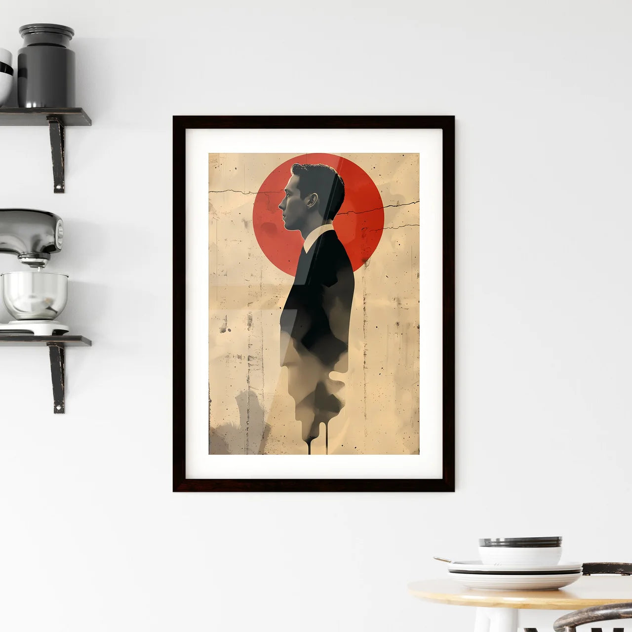 Vibrant Art Painting Poster Background Featuring a Distinguished Gentleman in a Bespoke Sui Hangings