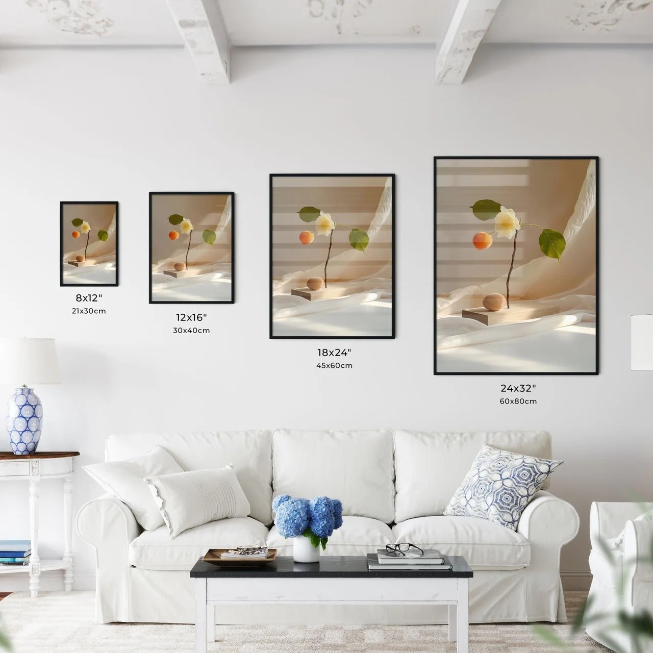 Minimalist Still Life: Vibrant Flower Painting Size Chart