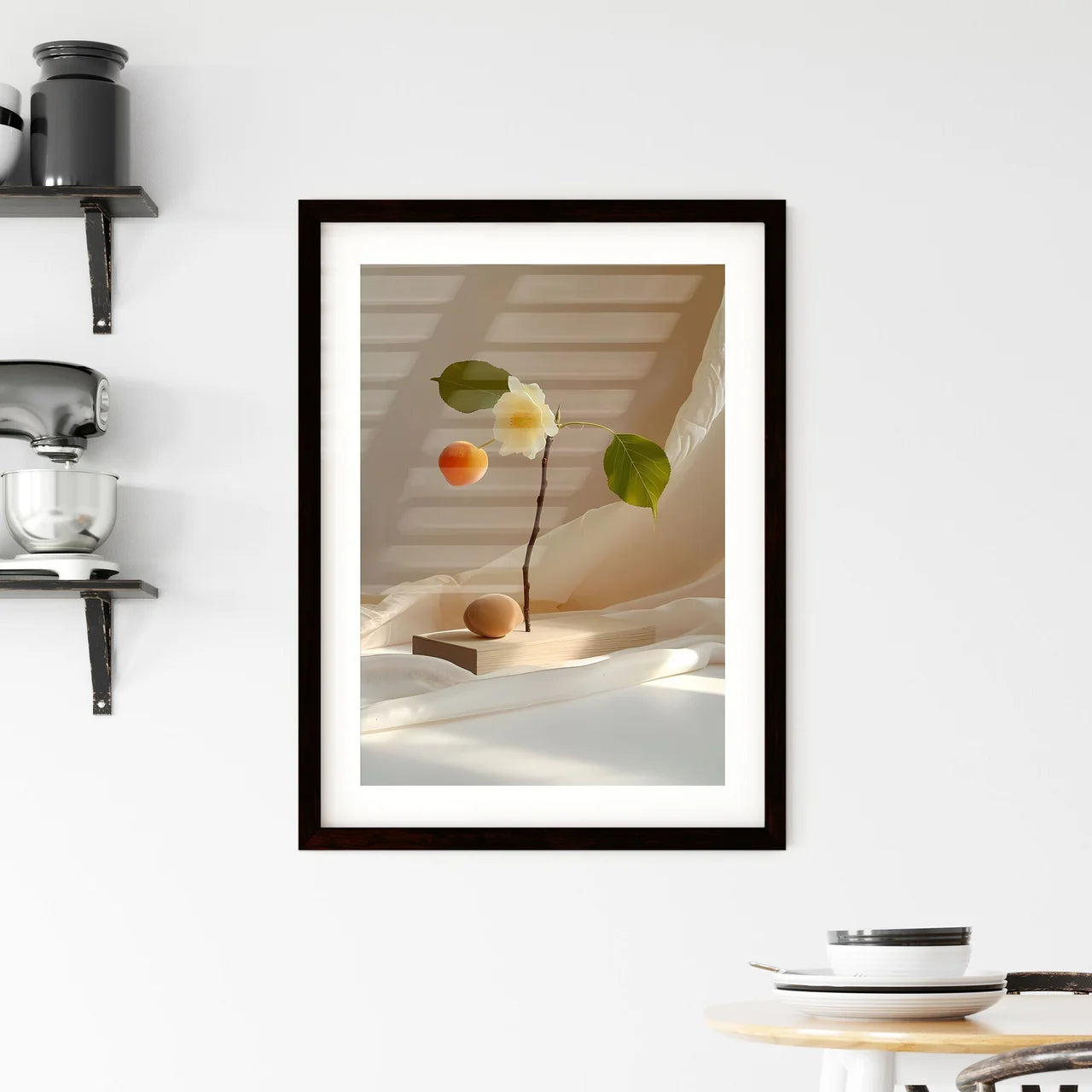 Minimalist Still Life: Vibrant Flower Painting Framed Print