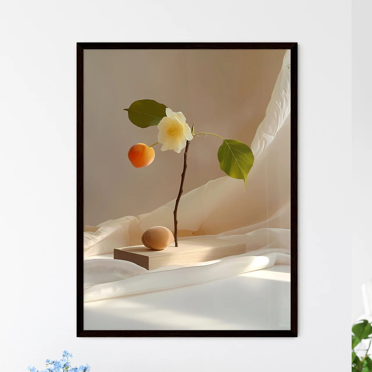 Minimalist Still Life: Vibrant Flower Painting Wall Art