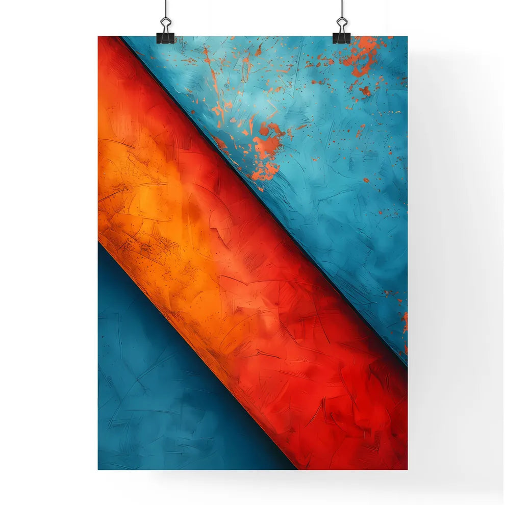 Blue and orange abstract painting for home d Poster