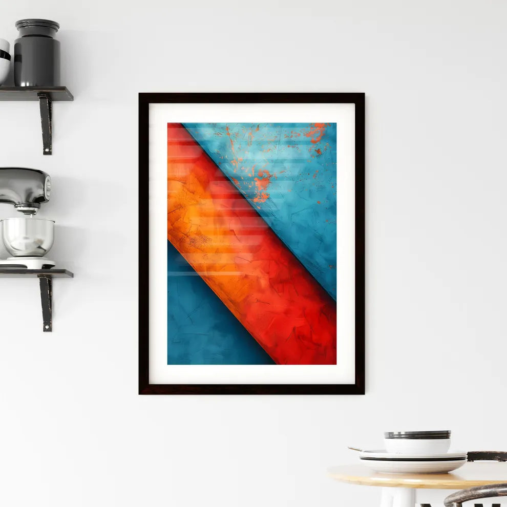Blue and orange abstract painting for home d Framed Print