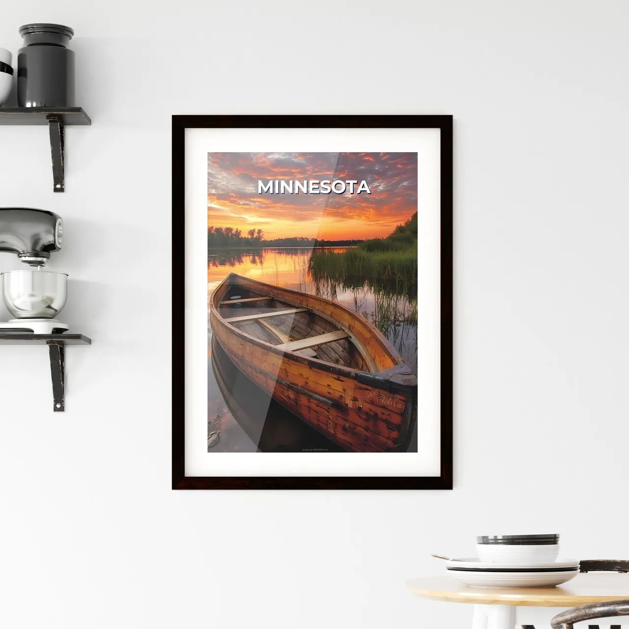 Vibrant Art Painting of a Boat Floating on M Framed Print