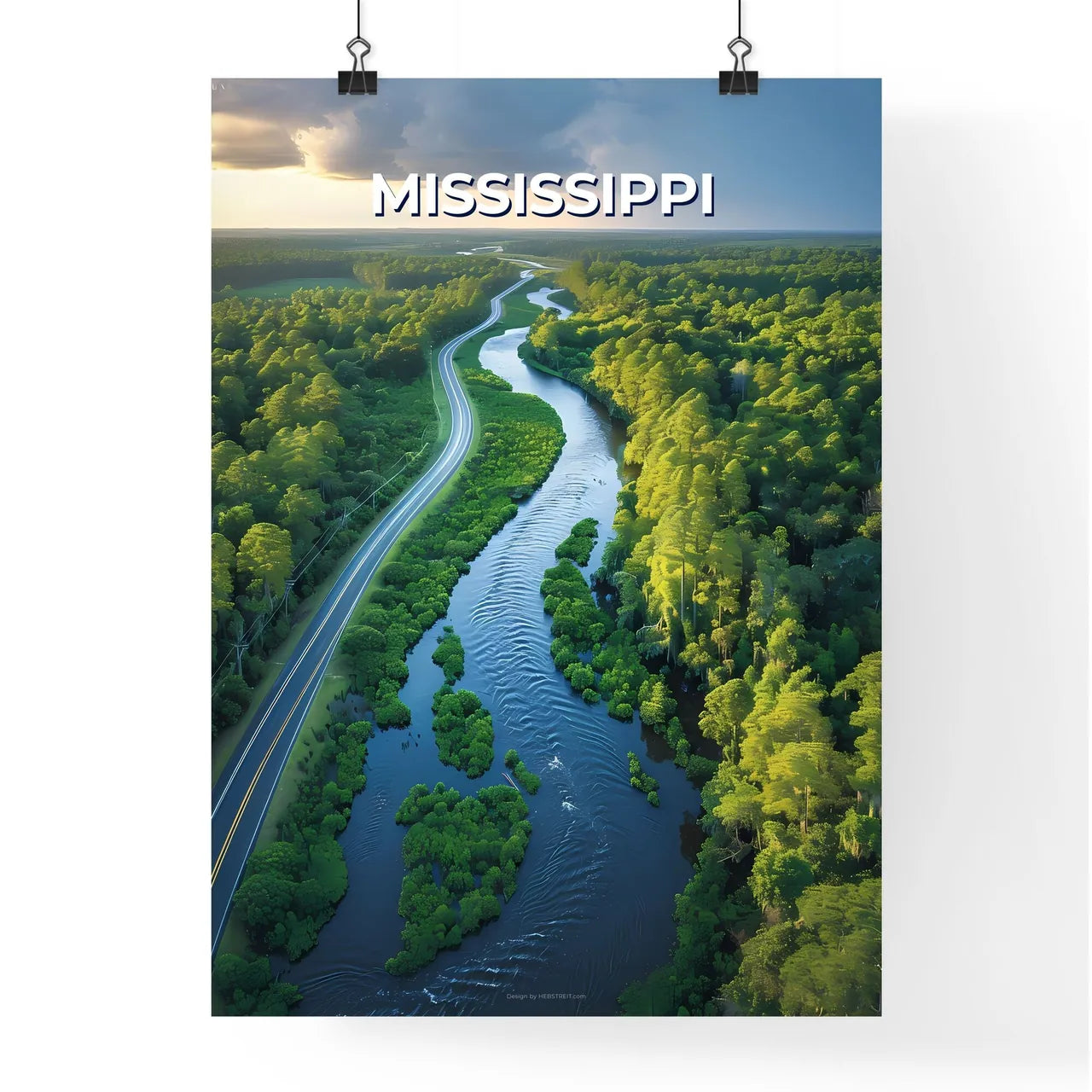 Vibrant Forest Painting Depicting a Scenic M Poster