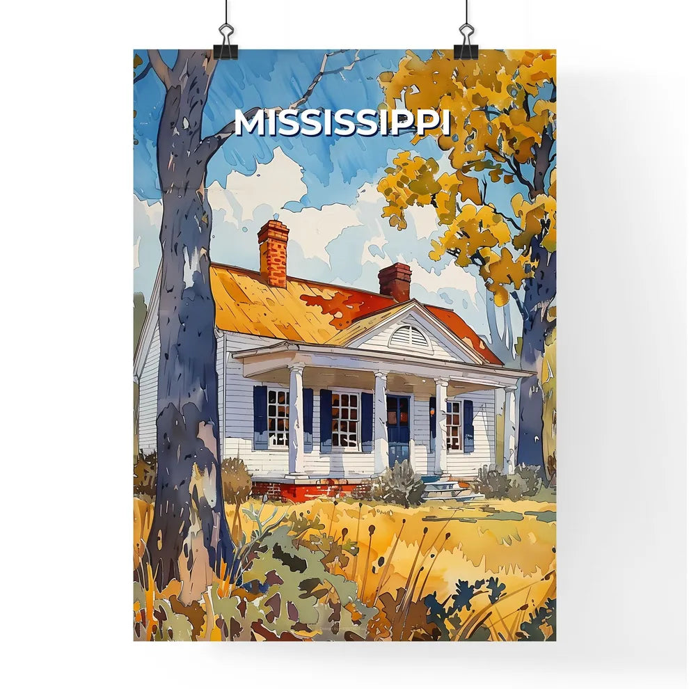 Vibrant Mississippi Art Painting: House with Porch and Tree Poster
