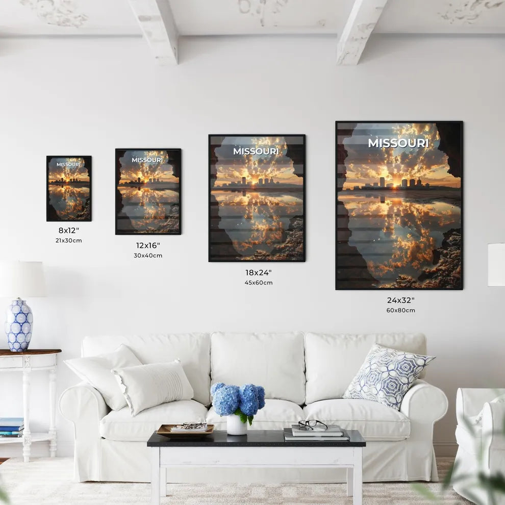Sunset Cityscape Artwork Painting Missouri USA Size Chart