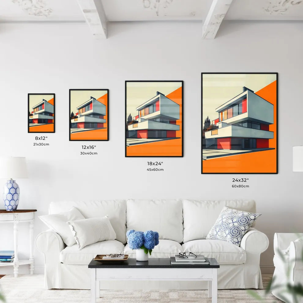 Bauhaus-inspired Abstract Painting: Vibrant Flat Color Block Architecture Size Chart