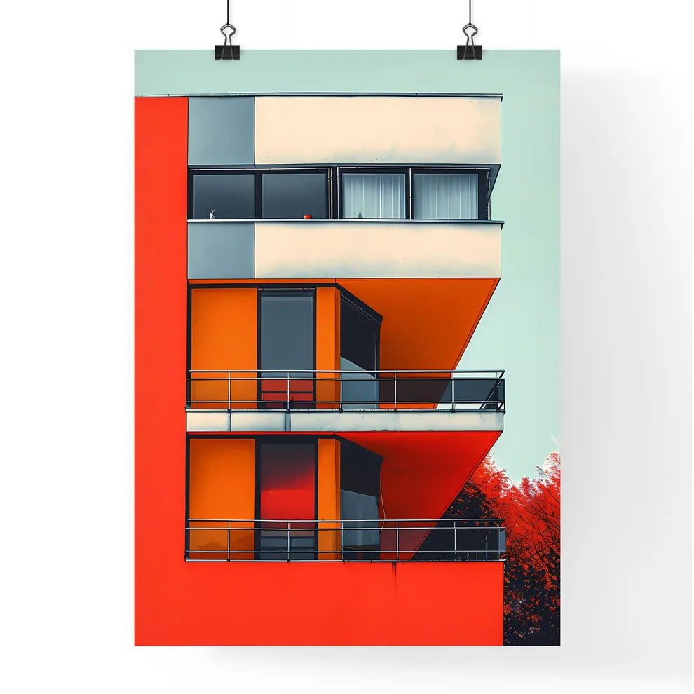 Bauhaus, architecture, painting, geometry, flat, poster, bright colors, windows Poster