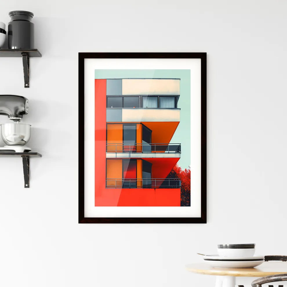 Bauhaus, architecture, painting, geometry, flat, poster, bright colors, windows Custom Print