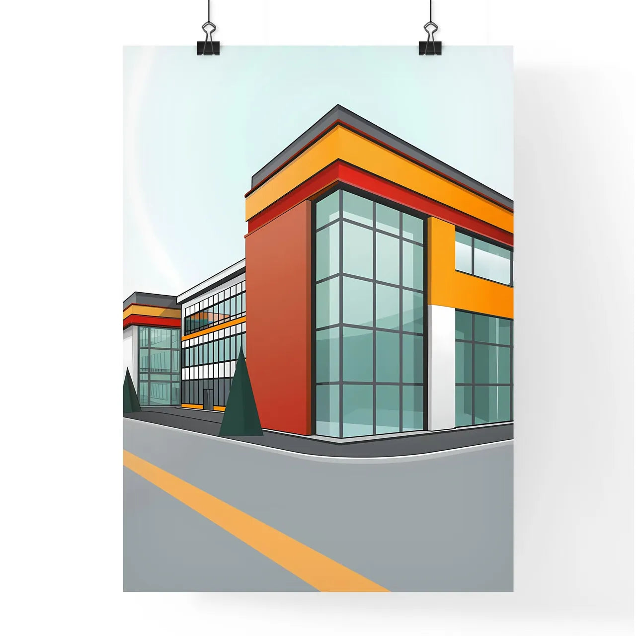 Bauhaus Painting Museo de Arte Contemporaneo de Castilla y Leon Flat Clear Geometry Bright Colors Minimalism Poster