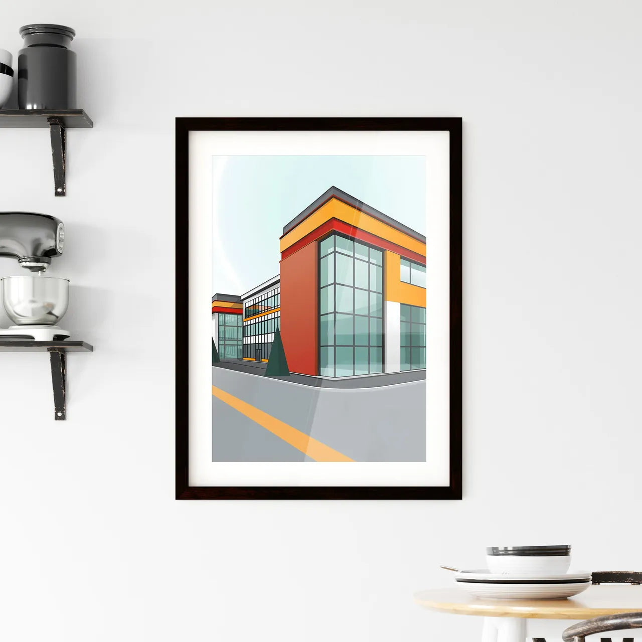 Bauhaus Painting Museo de Arte Contemporaneo de Castilla y Leon Flat Clear Geometry Bright Colors Minimalism Custom Print