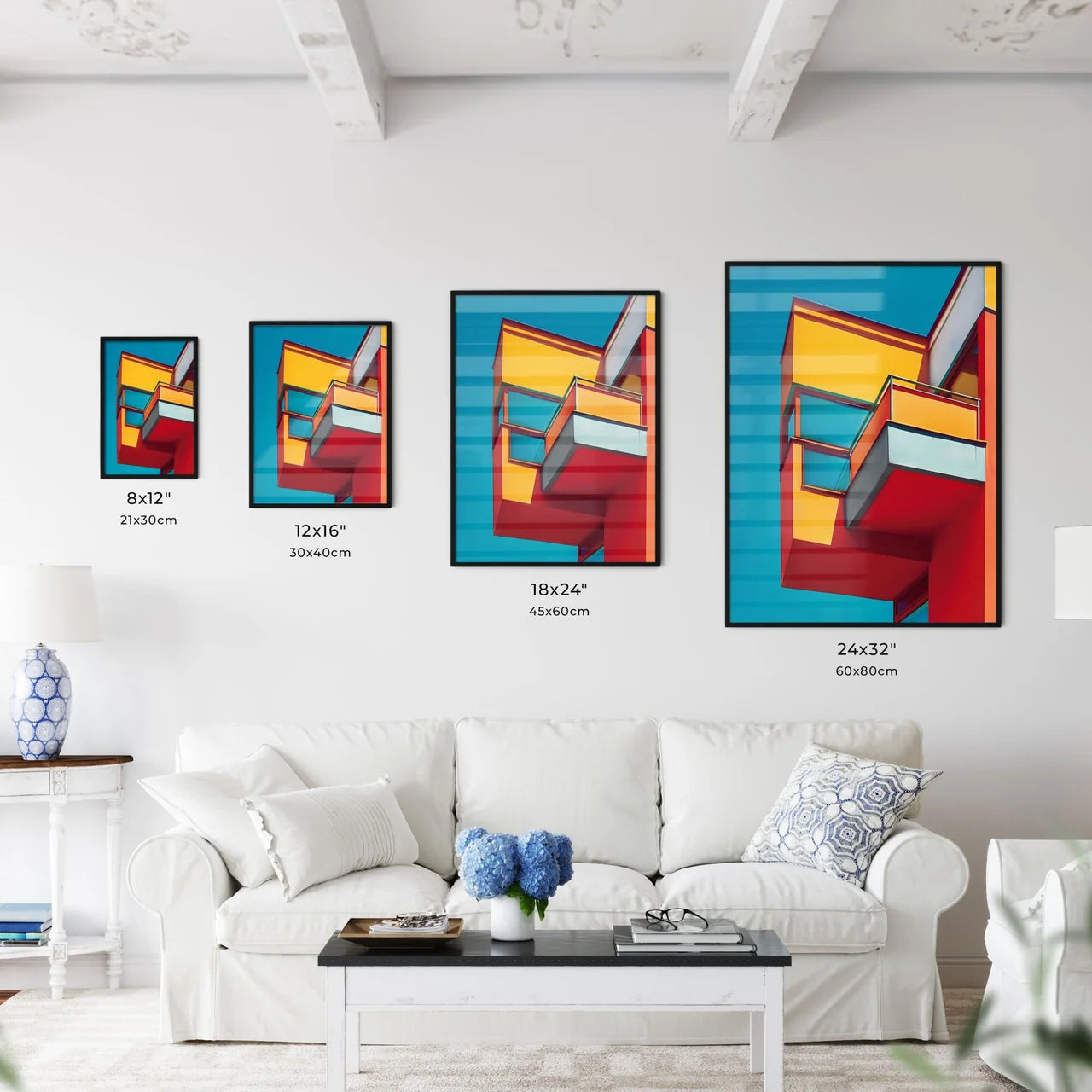 Colorful Bauhaus Poster: Vibrant Painting Emphasizing Art Size Chart