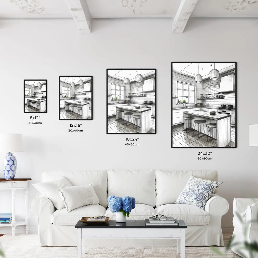 Vibrant Kitchen Sketch Art Painting Artwork  - Kitchen Hangings