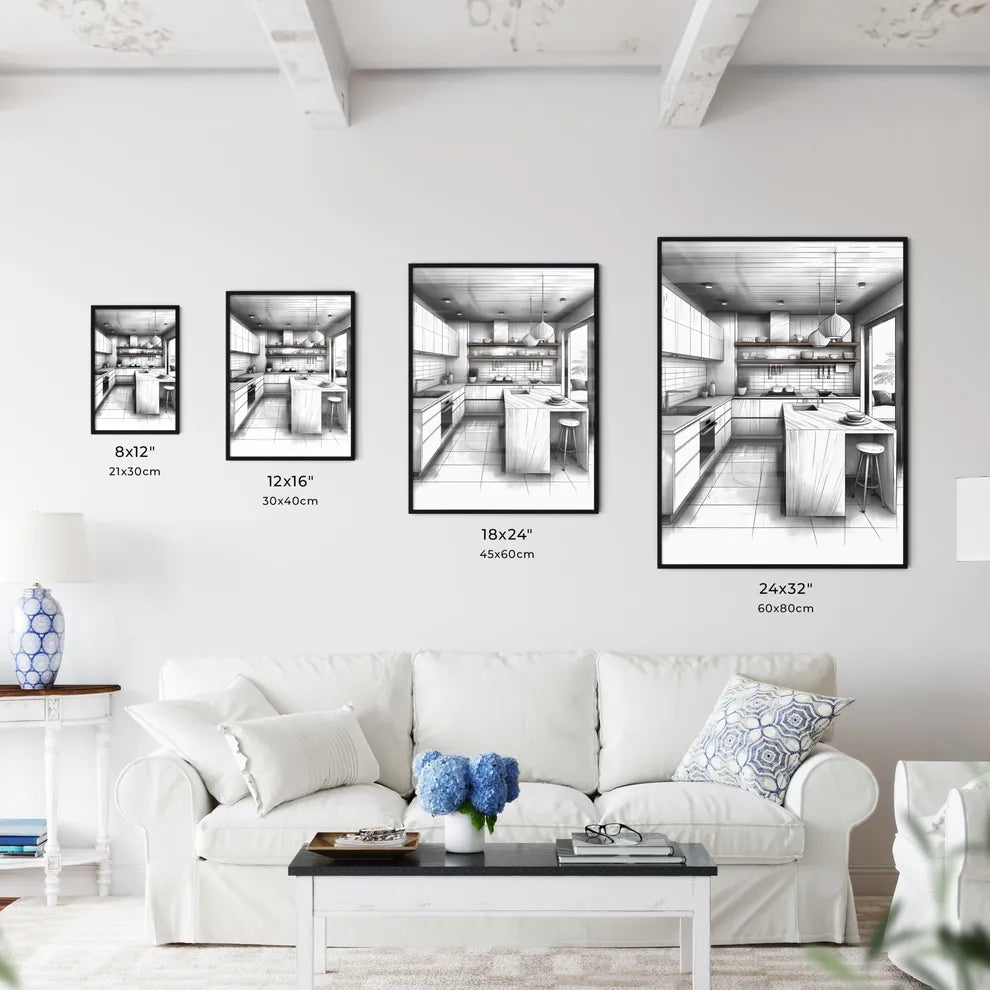 Modern Kitchen Art Sketch - Vibrant Painting - Kitchen Hangings