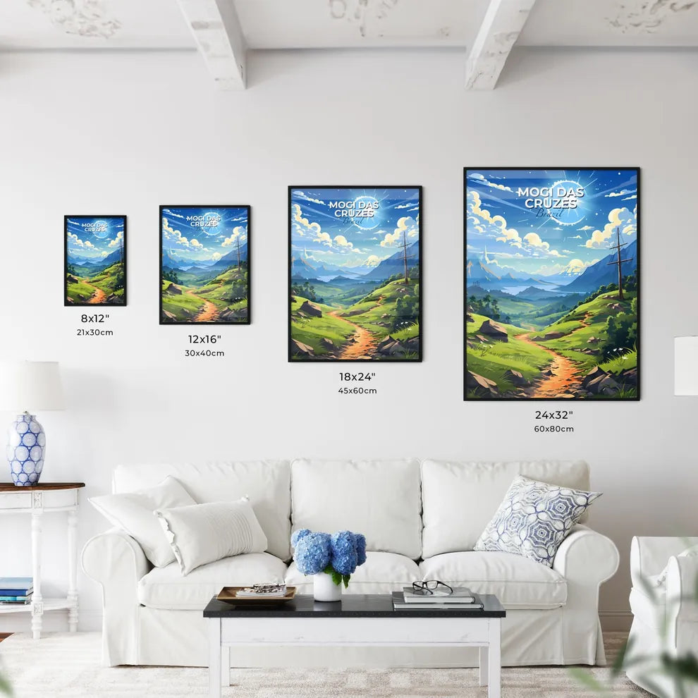 Brazilian Mountain Landscape Painting with Dirt Path, Skyline, and Blue Sky Default Title