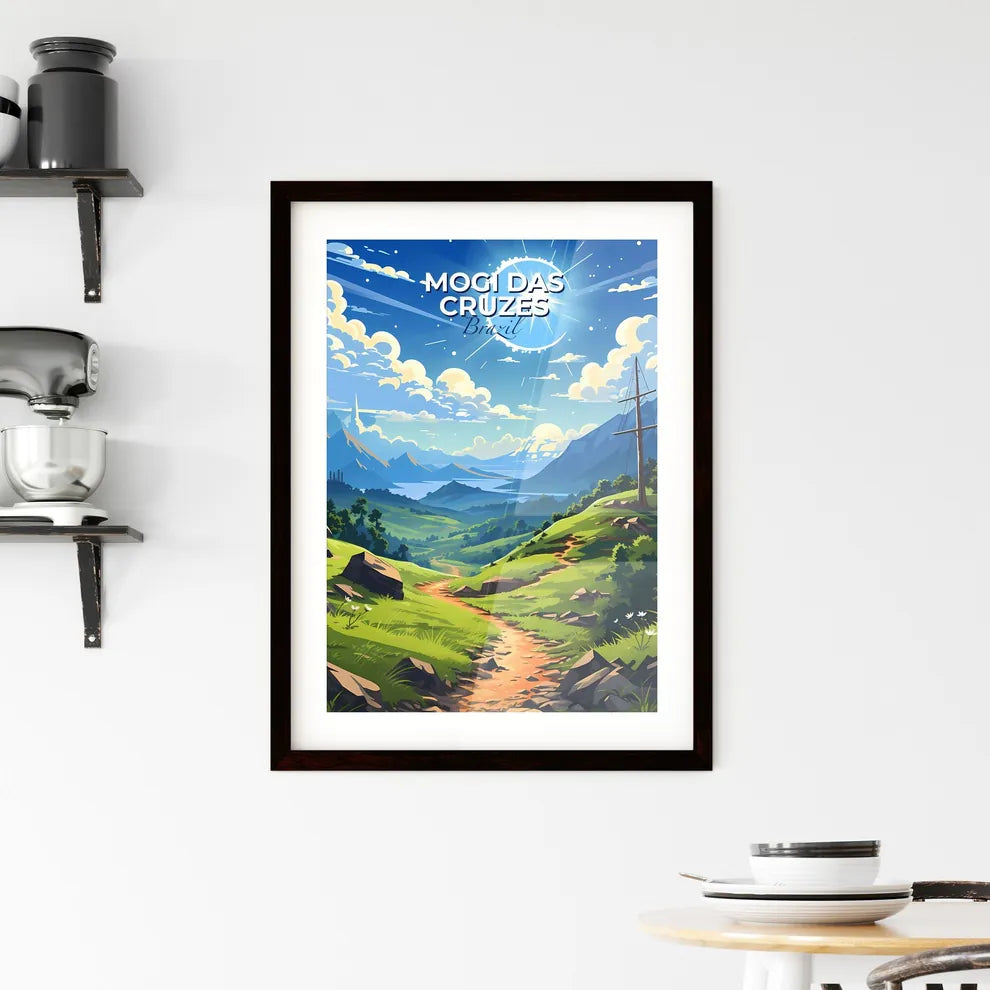 Brazilian Mountain Landscape Painting with Dirt Path, Skyline, and Blue Sky Default Title