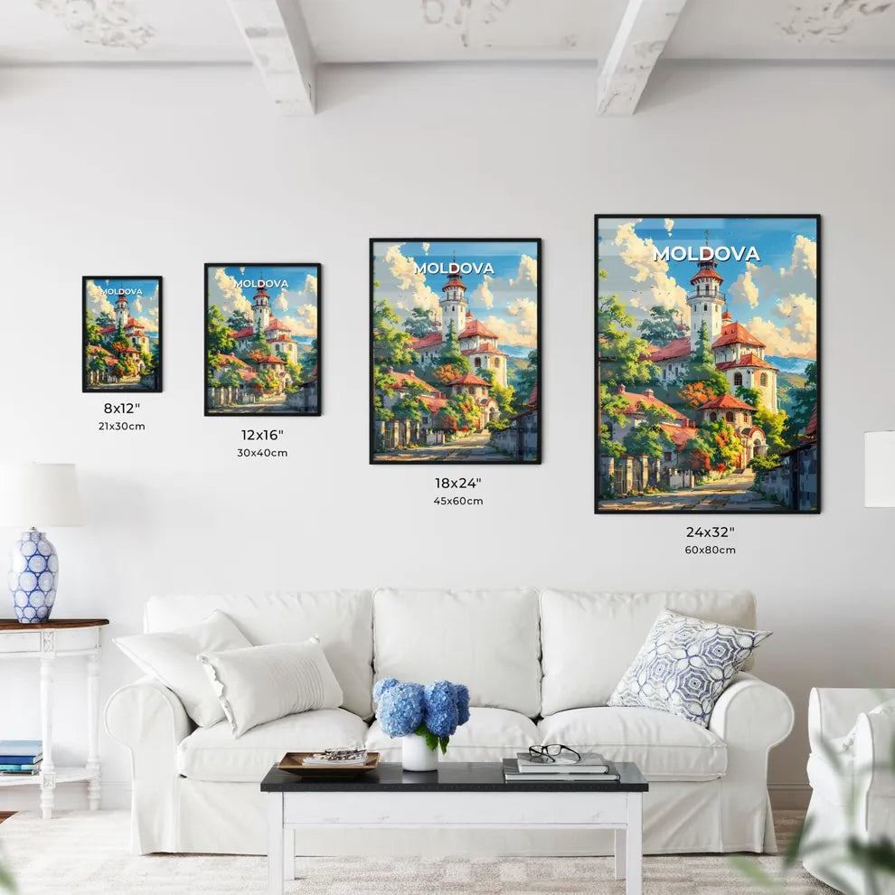 Moldova Europe Building Tower Architecture Wall Art Painting Vivid Oil Painting Art Size Chart
