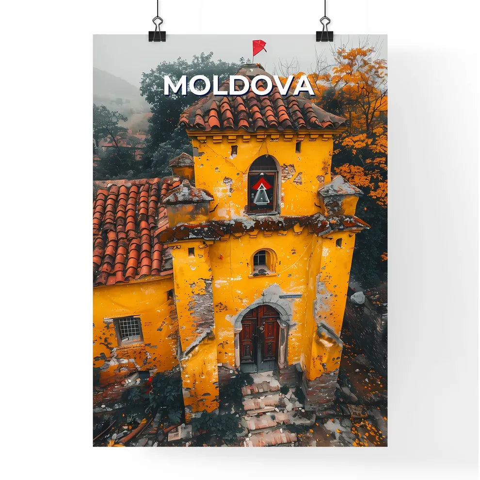 Moldova Europe Vibrant Painting Architectural Landmark Bell Tower Poster
