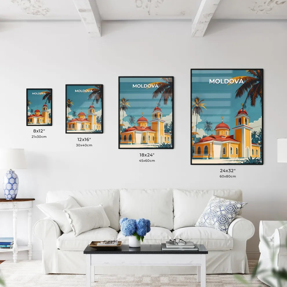 Vivid Ecclesiastical Art: Moldovan Church Painting with Palm Trees, European Architecture, Cultural Heritage, Travel Inspiration Size Chart