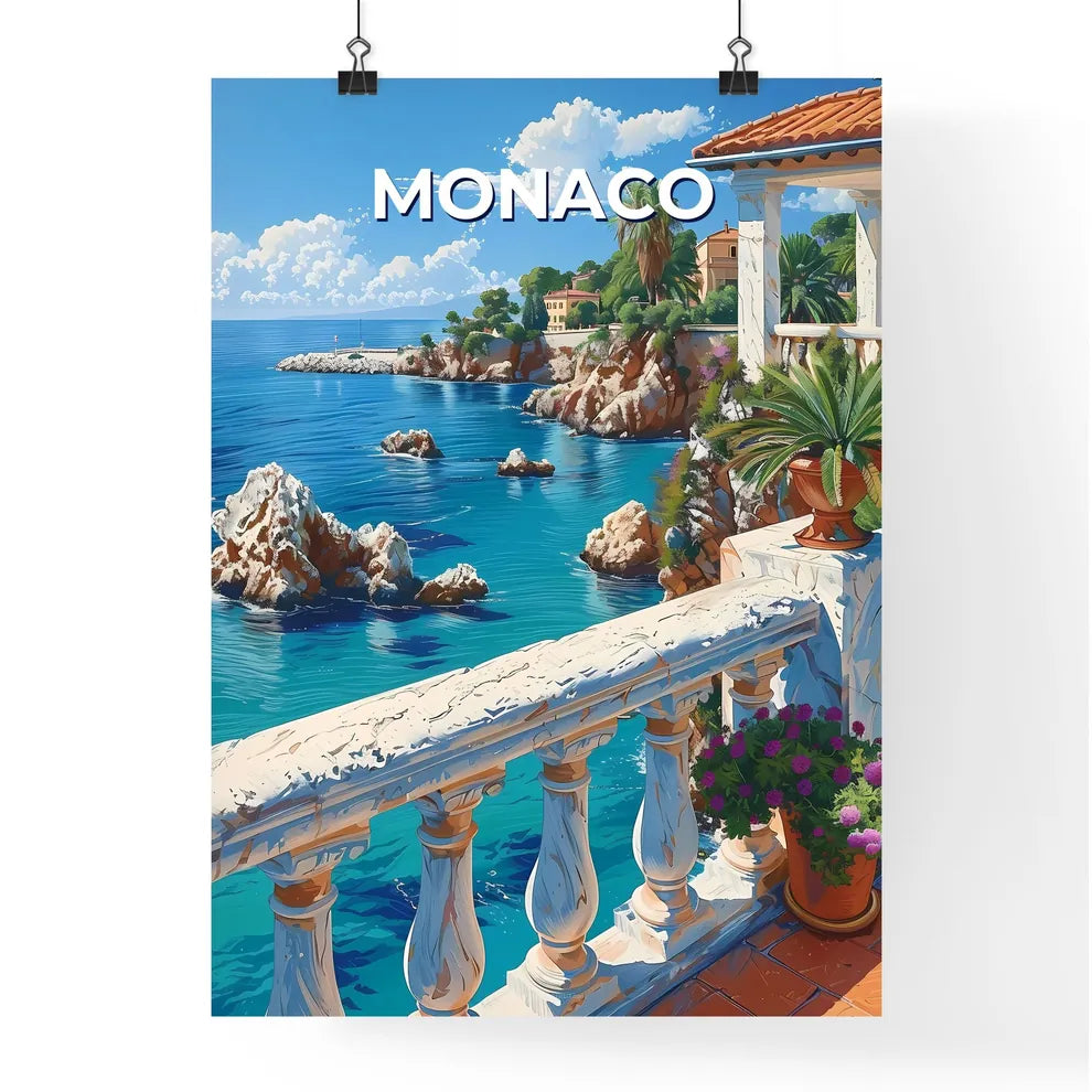 Colorful Painting Depicting Vibrant Balcony  Poster