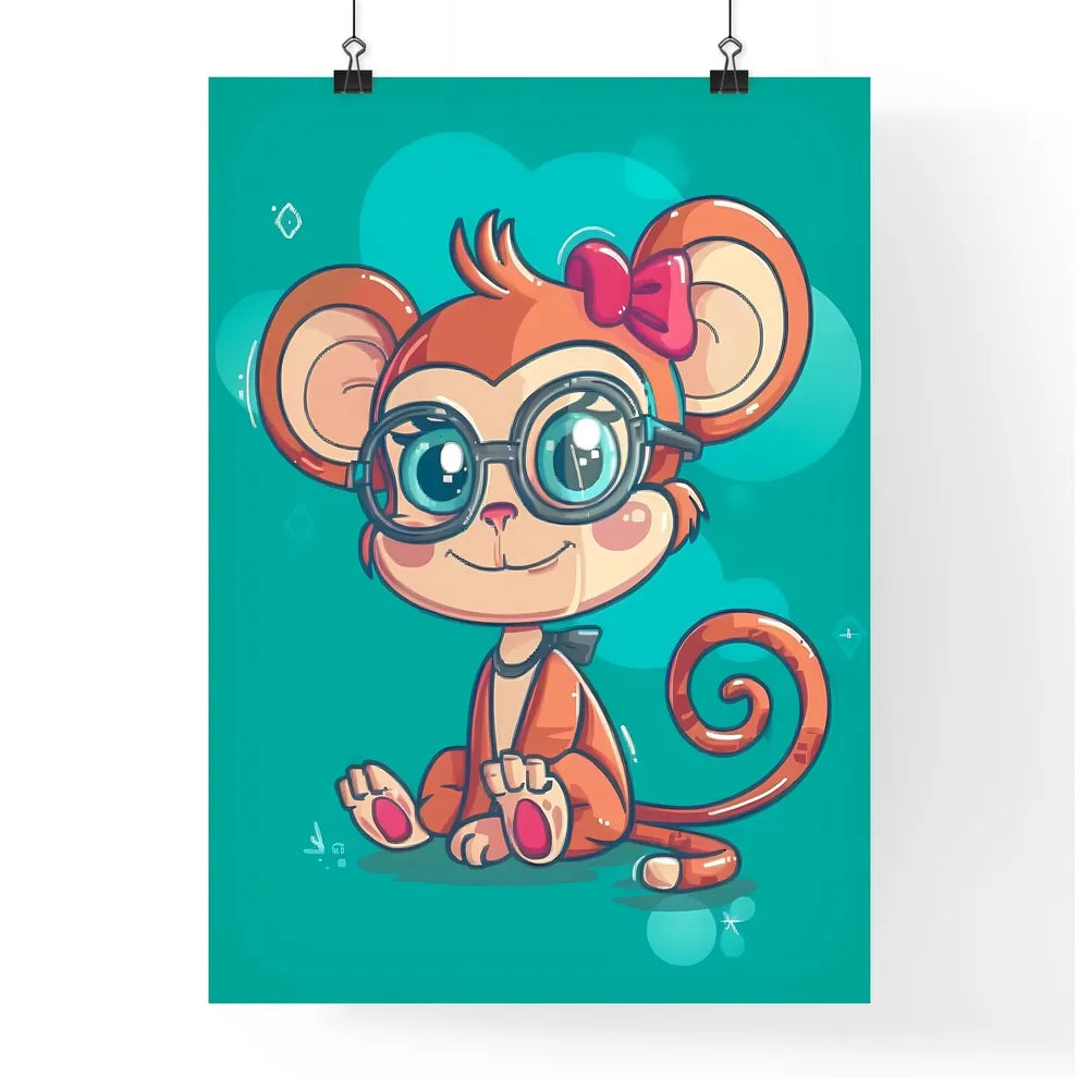 Colorful Kawaii Style Monkey  Poster