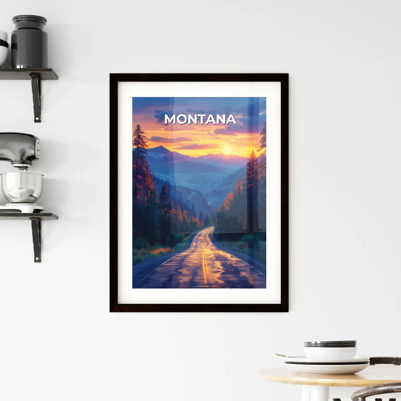Montana Mountainscape Artwork | Vibrant Pain Framed Print