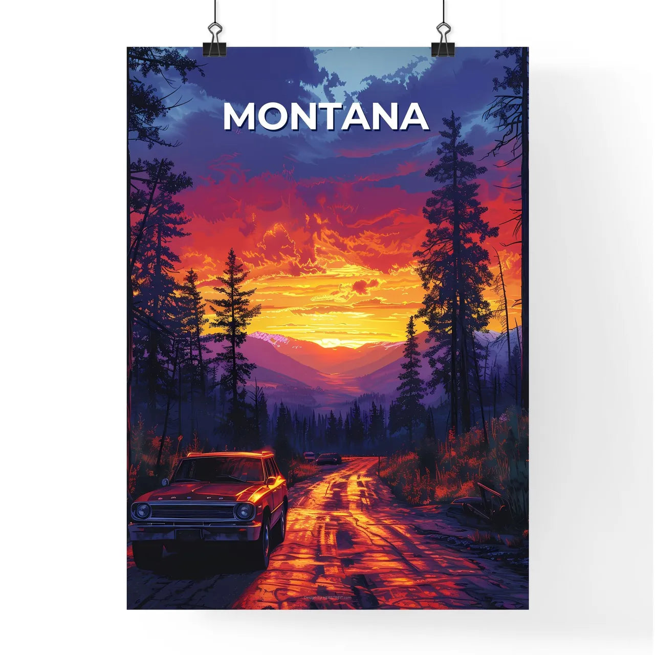 Vibrant Artistic Painting Depicting a Scenic Poster