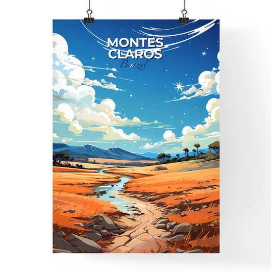 Expressive Art Depiction of Montes Claros Brazil Skyline with Flowing River Default Title
