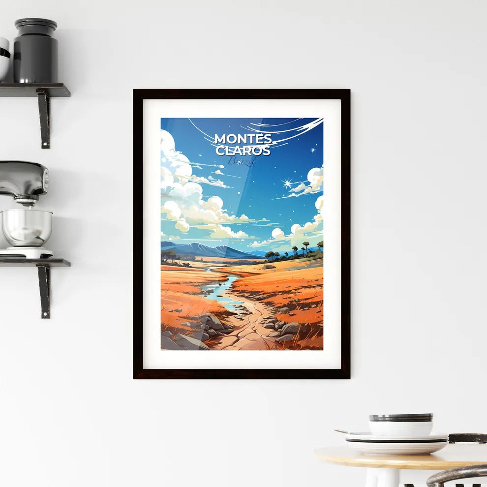 Expressive Art Depiction of Montes Claros Brazil Skyline with Flowing River Default Title