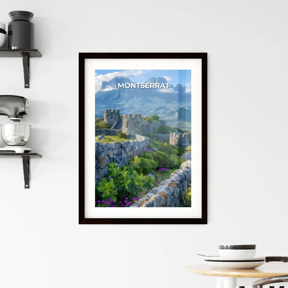 Vibrant Montserrat Castle Painting - Stone Wall Art from North America Custom Print