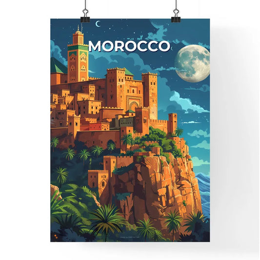 Vibrant Painting of a Majestic Castle on a Cliff in Morocco, North Africa Poster