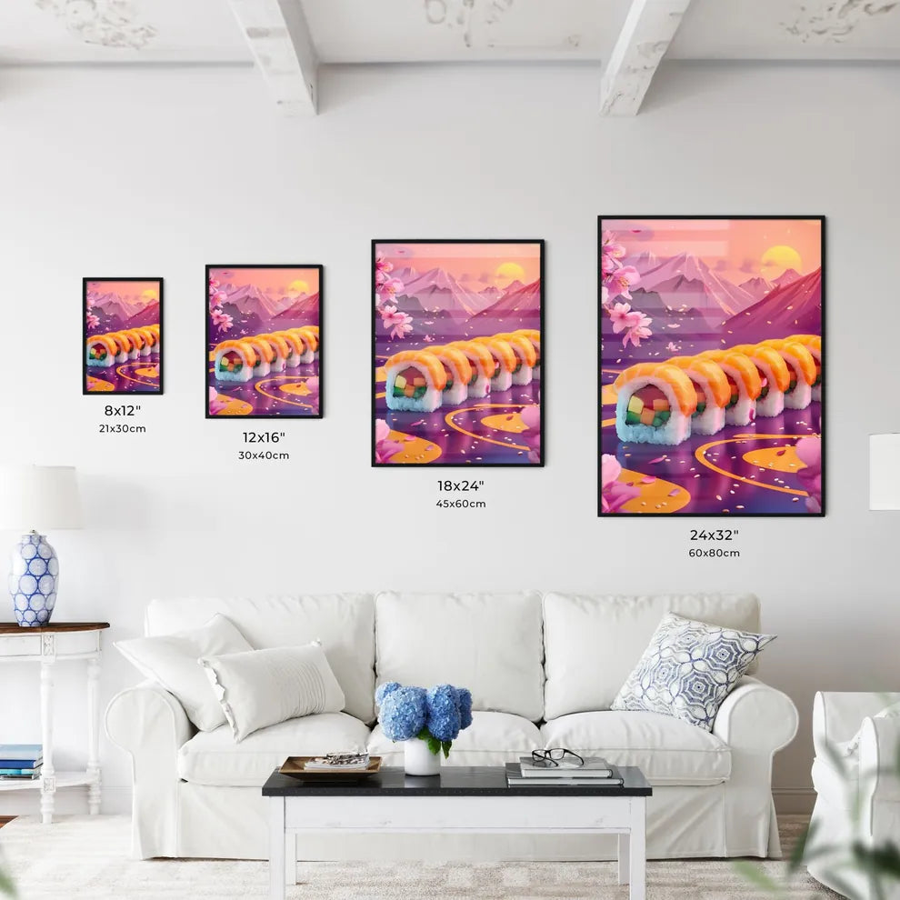 Vibrant Nature-Inspired Sushi Roll Painting  - Kitchen Hangings