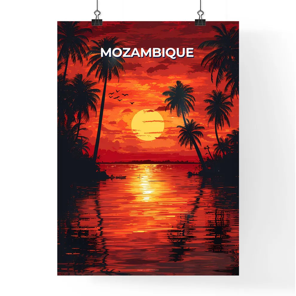 Vibrant Artistic Sunset Painting of Mozambiq Poster