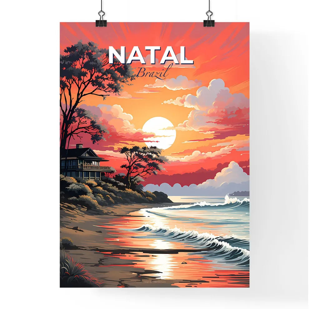 Vibrant Digital House Beach Art Painting Landscape Waves Default Title