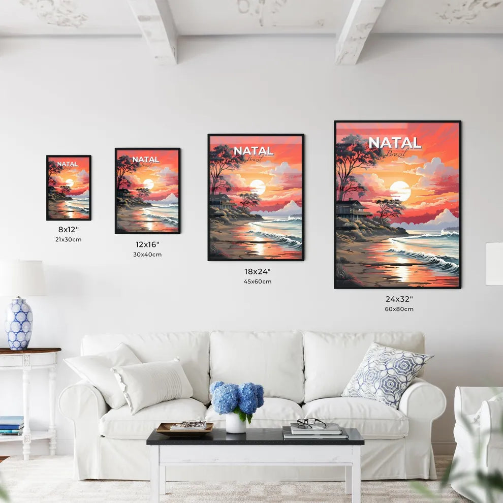 Vibrant Digital House Beach Art Painting Landscape Waves Default Title