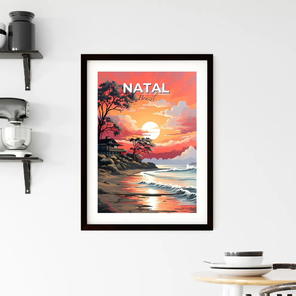 Vibrant Digital House Beach Art Painting Landscape Waves Default Title