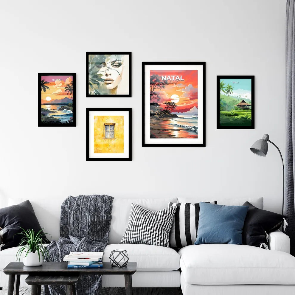 Vibrant Digital House Beach Art Painting Landscape Waves Default Title