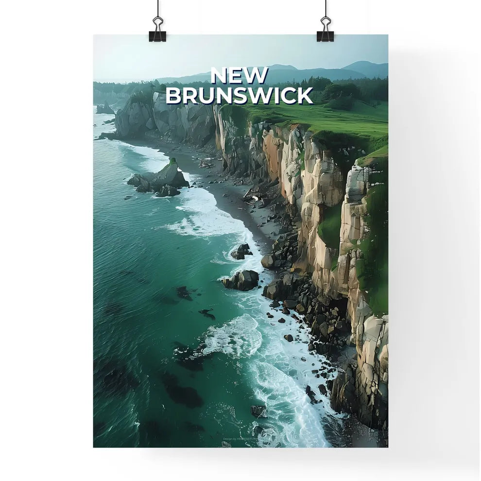 Painting of New Brunswick Cliff with Grass a Poster