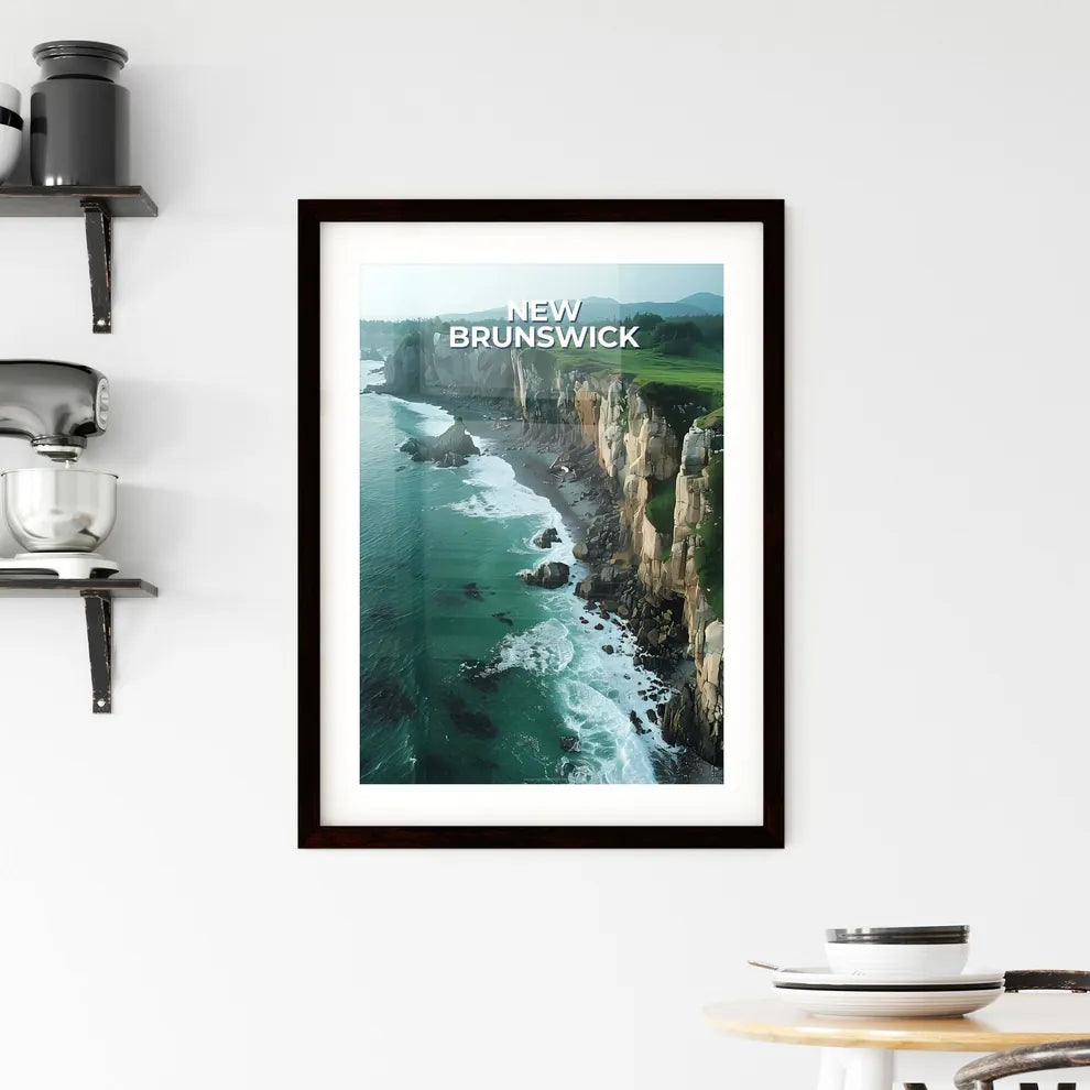 Painting of New Brunswick Cliff with Grass a Framed Print