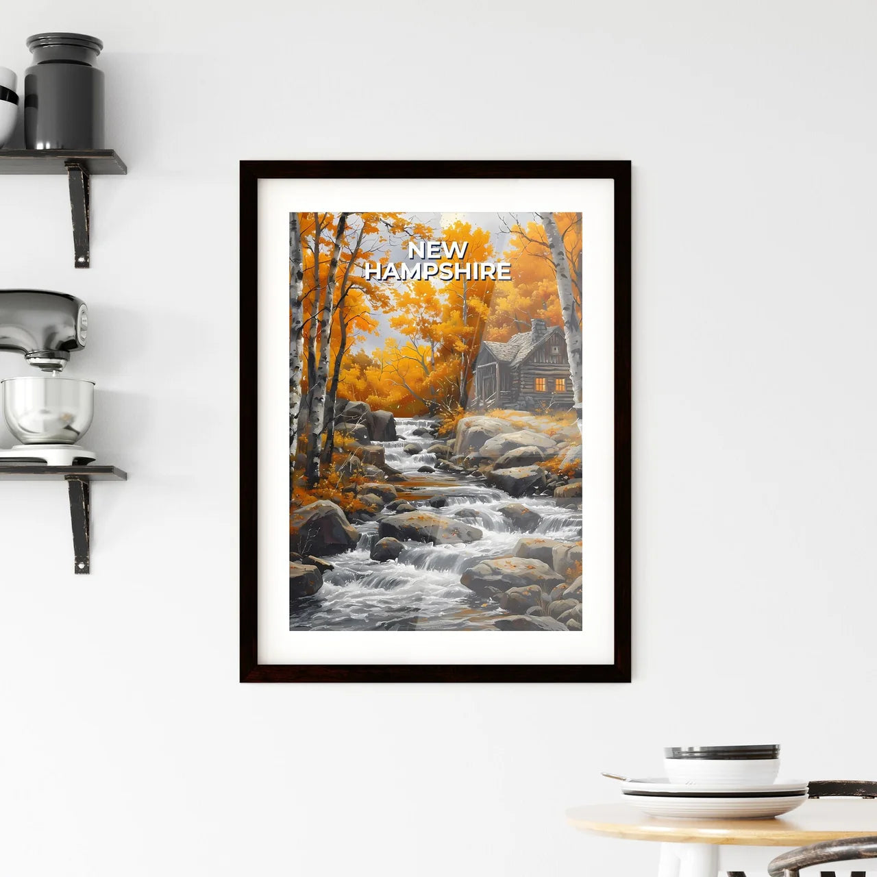 Vibrant Forest River Scene Painting, New Hampshire USA Custom Print