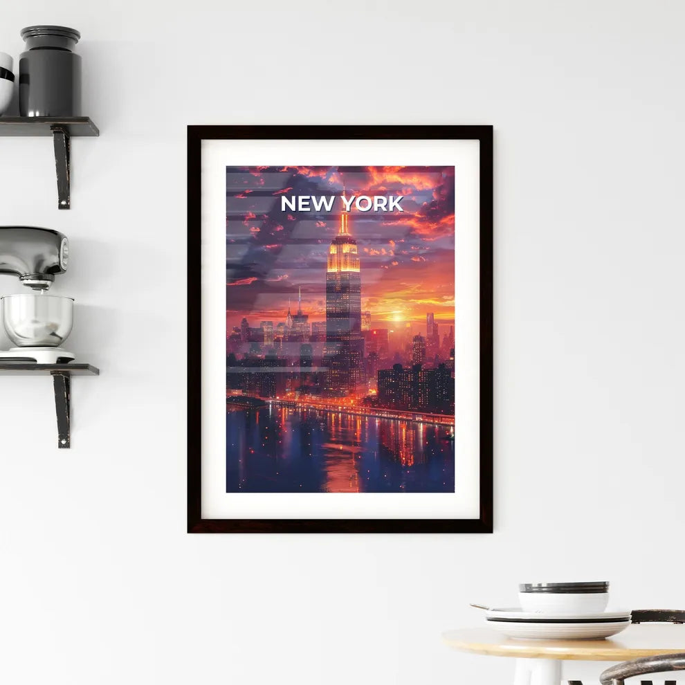 Vibrant New York City Skyline Painting: Manhattan Art with Brooklyn Bridge and River Custom Print