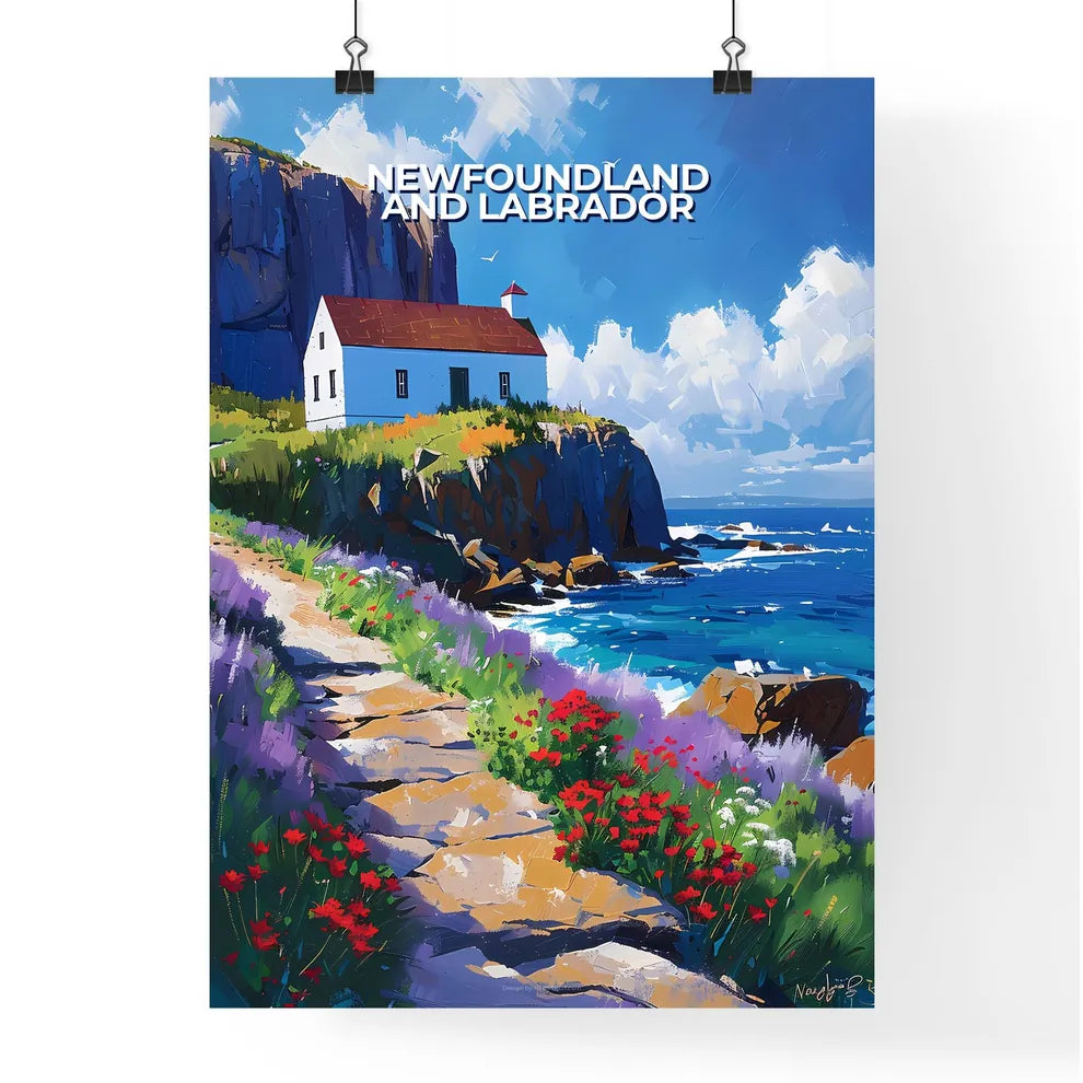 Art Print - Newfoundland and Labrador, Canada - Painting of House by the Ocean Poster