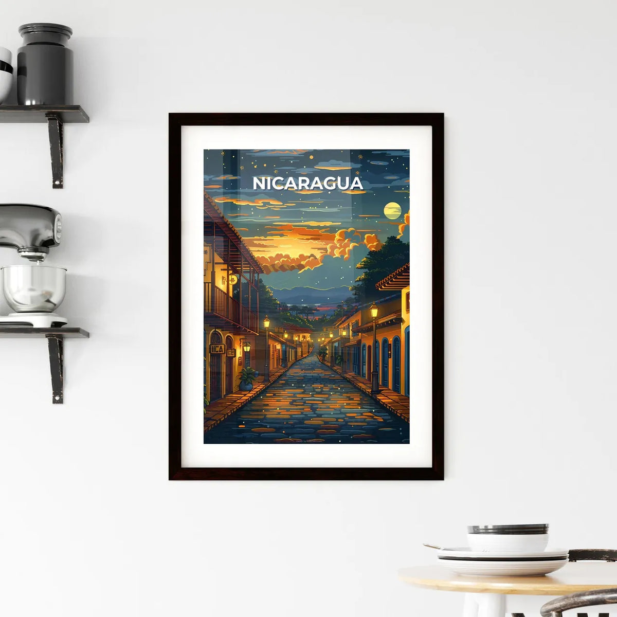 Nicaragua, North America - Vibrant Street Scene Depicted in Artistic Painting Custom Print