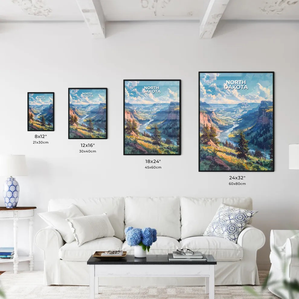 North Dakota River Mountains Abstract Painti - Kitchen Hangings
