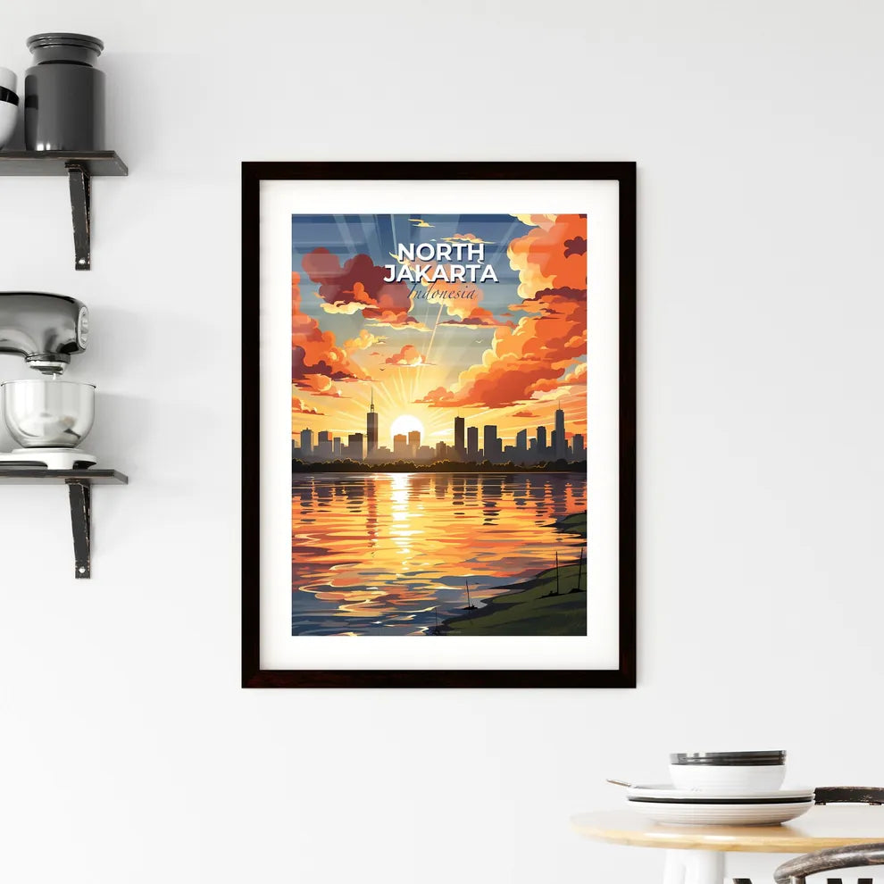 Colorful Sunset Over North Jakarta Indonesia City Skyline Painting Art Default Title