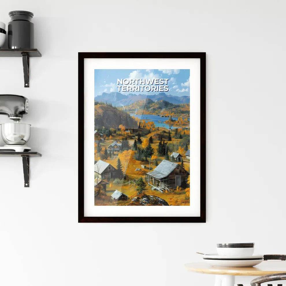 Landscape Painting: Northwest Territories, Canada - Houses, Mountains, Nature, Artwork Custom Print