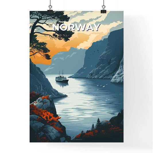 Vibrant Painting of a Boat on a Norwegian La Poster